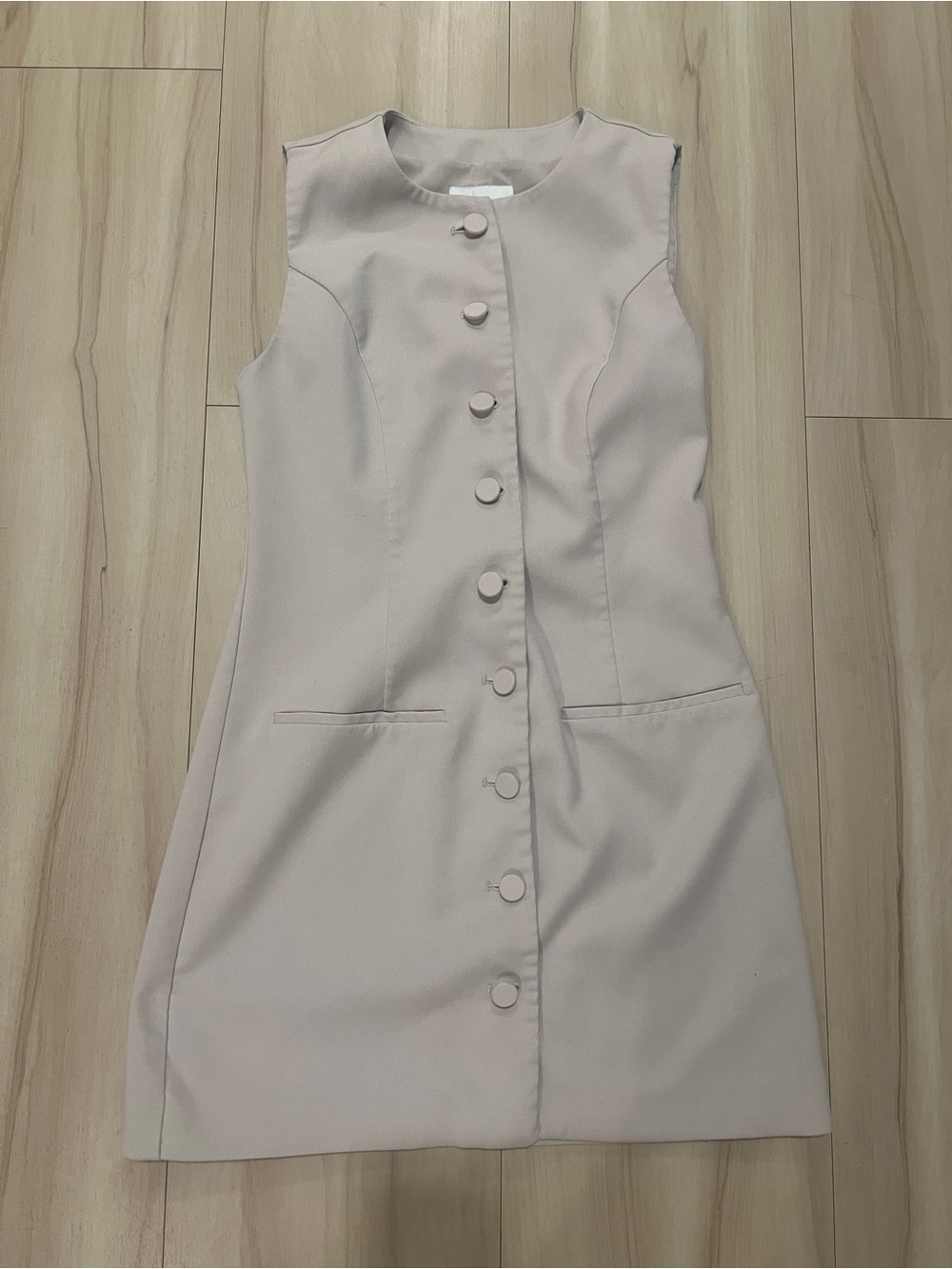 Abercrombie & Fitch Beige Sleeveless Button-Down Dress